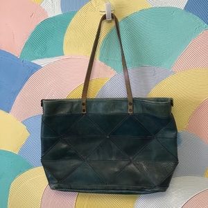 Old trend modern vintage green leather hand bag